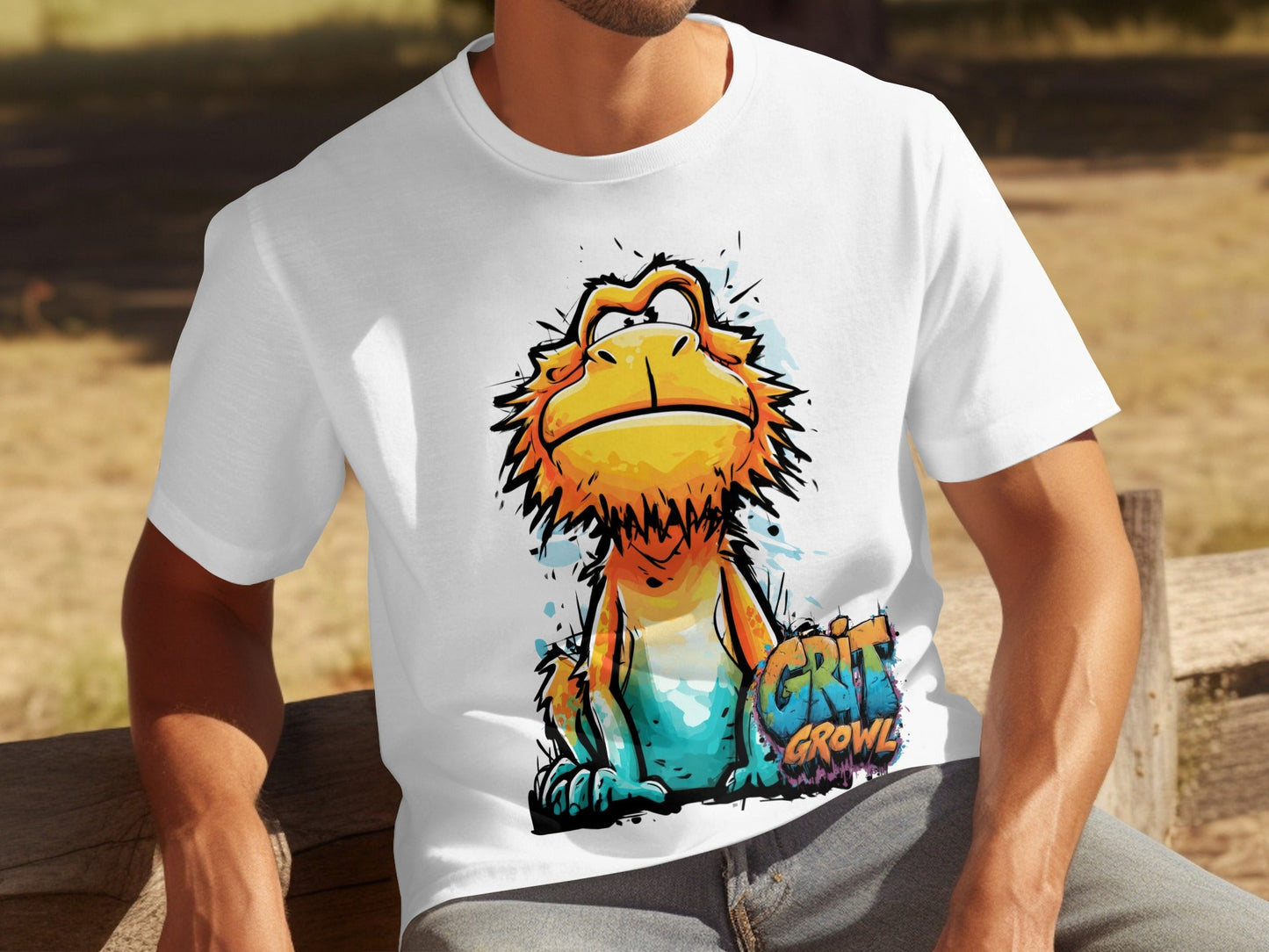 RMA APPAREL Gritty Growl Monster Wildlife Unisex T-Shirt S - 5XL - Grit & Growl White T-Shirts - RMA APPAREL - Roclla Media Apparel Store