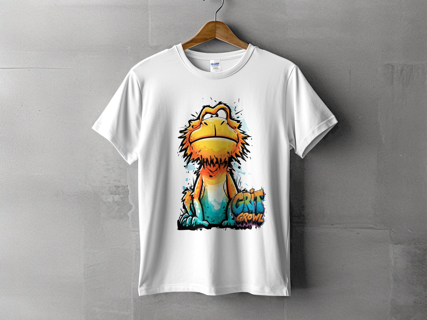 RMA APPAREL Gritty Growl Monster Wildlife Unisex T-Shirt S - 5XL - Grit & Growl White T-Shirts - RMA APPAREL - Roclla Media Apparel Store