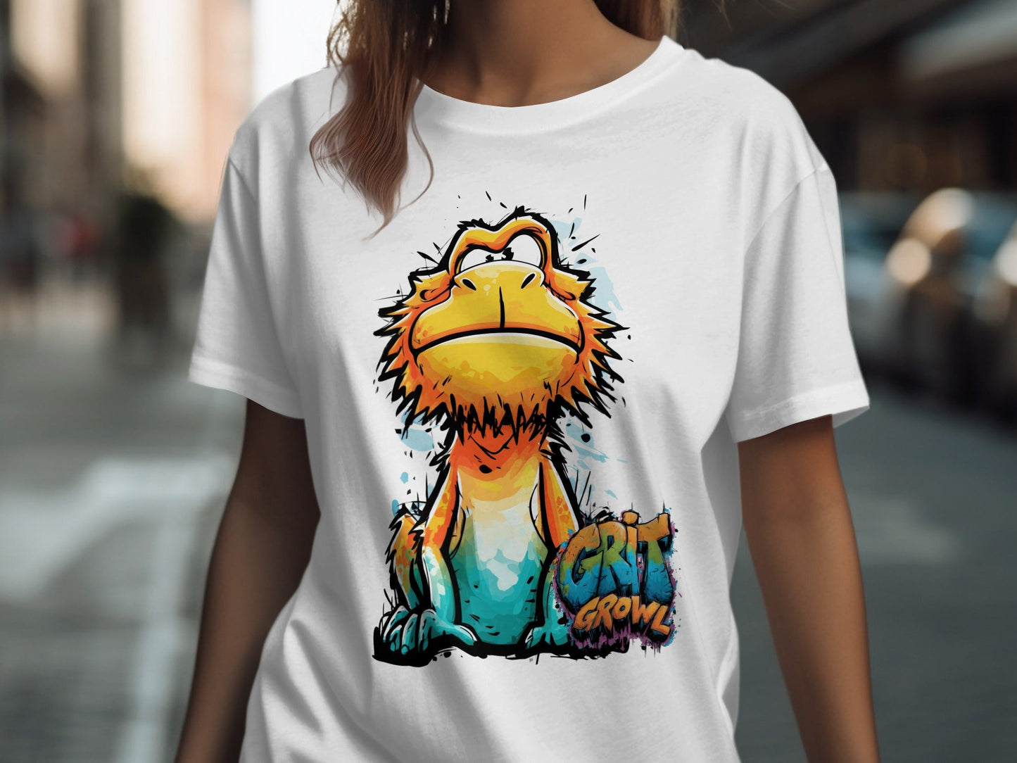 RMA APPAREL Gritty Growl Monster Wildlife Unisex T-Shirt S - 5XL - Grit & Growl White T-Shirts - RMA APPAREL - Roclla Media Apparel Store