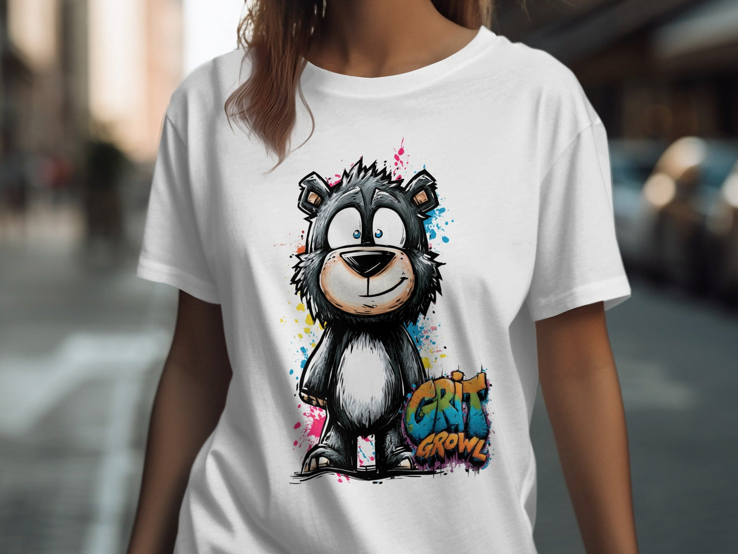 RMA APPAREL Grizzly Bear Colourful Unisex T-Shirt Sizes S - 5XL - Grit & Growl White T-Shirts - RMA APPAREL - Roclla Media Apparel Store
