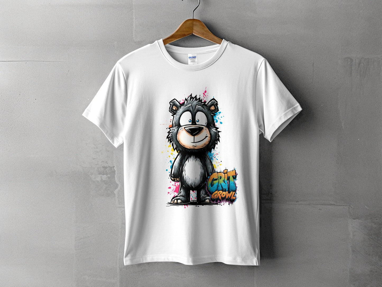 RMA APPAREL Grizzly Bear Colourful Unisex T-Shirt Sizes S - 5XL - Grit & Growl White T-Shirts - RMA APPAREL - Roclla Media Apparel Store