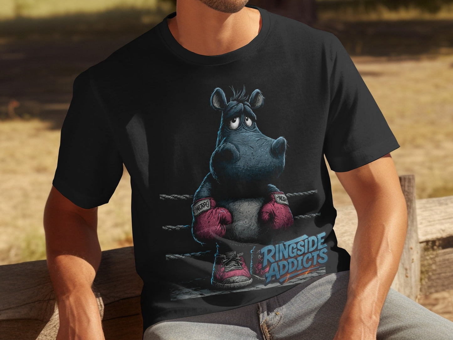 RMA APPAREL Hippo Boxer Unisex T-Shirt Sizes S to 5XL T-Shirt - Ringside Addicts White T-Shirt - RMA APPAREL - Roclla Media Apparel Store