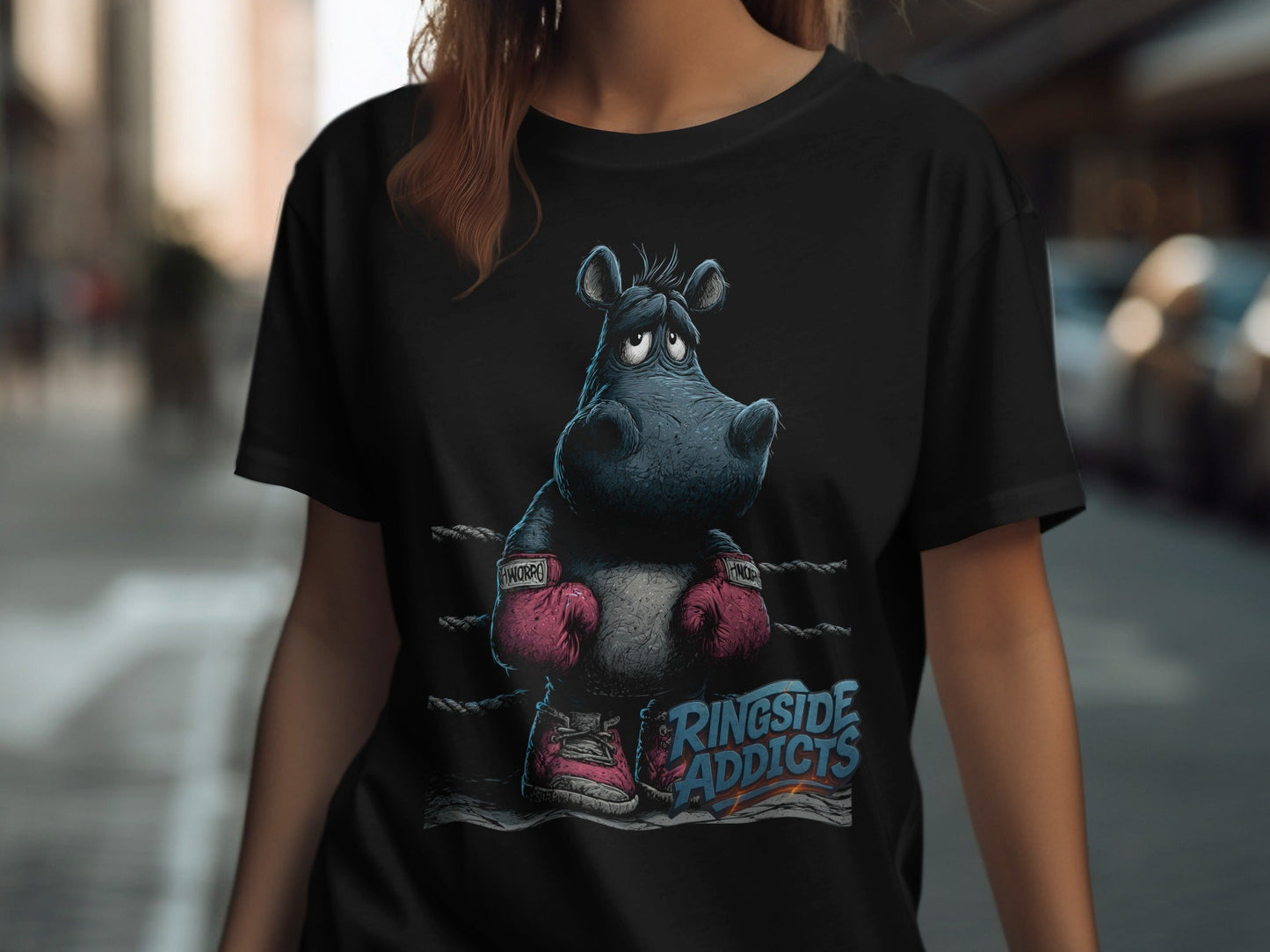 RMA APPAREL Hippo Boxer Unisex T-Shirt Sizes S to 5XL T-Shirt - Ringside Addicts White T-Shirt - RMA APPAREL - Roclla Media Apparel Store