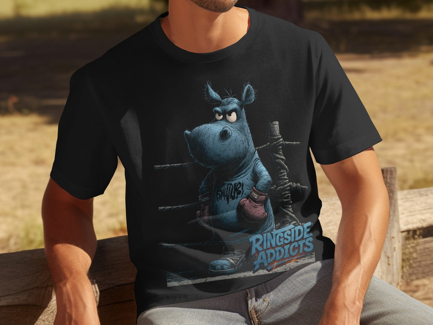 RMA APPAREL Hippo Boxer Unisex T-Shirt Sizes S to 5XL T-Shirt - Ringside Addicts White T-Shirt - RMA APPAREL - Roclla Media Apparel Store
