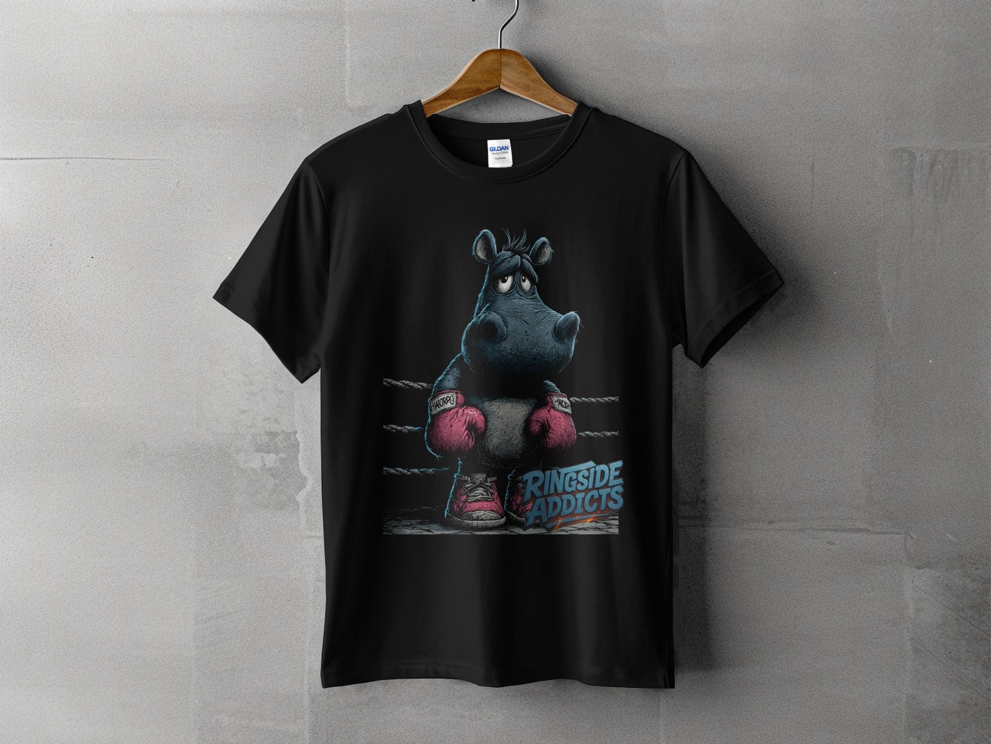 RMA APPAREL Hippo Boxer Unisex T-Shirt Sizes S to 5XL T-Shirt - Ringside Addicts White T-Shirt - RMA APPAREL - Roclla Media Apparel Store