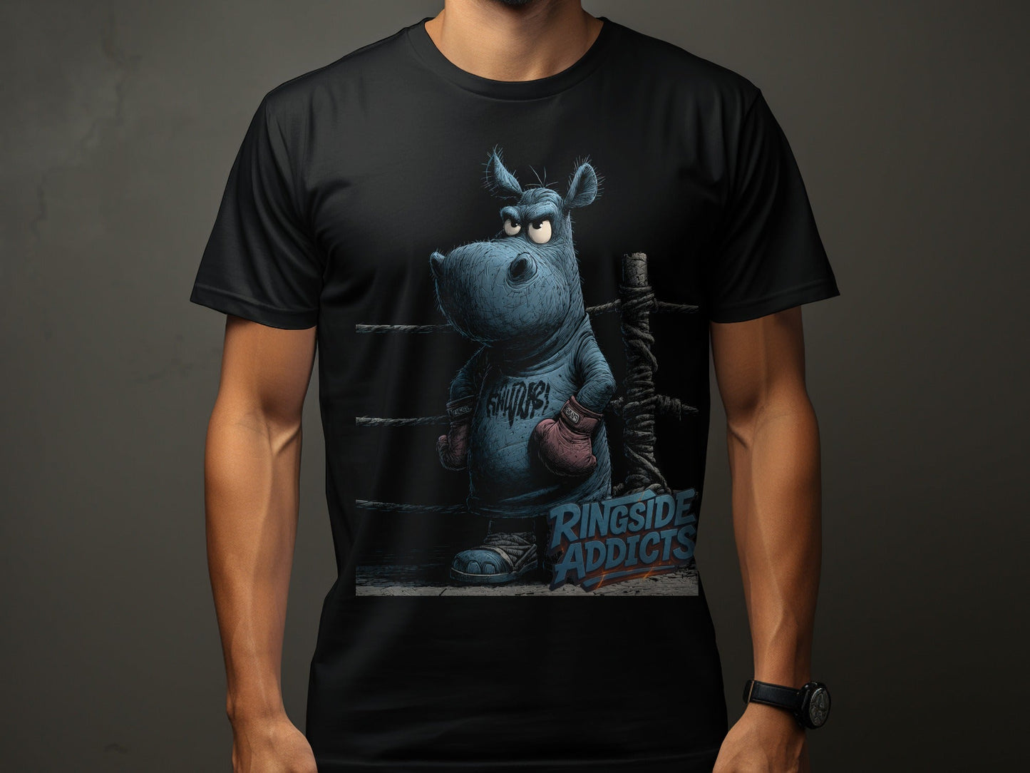 RMA APPAREL Hippo Boxer Unisex T-Shirt Sizes S to 5XL T-Shirt - Ringside Addicts White T-Shirt - RMA APPAREL - Roclla Media Apparel Store