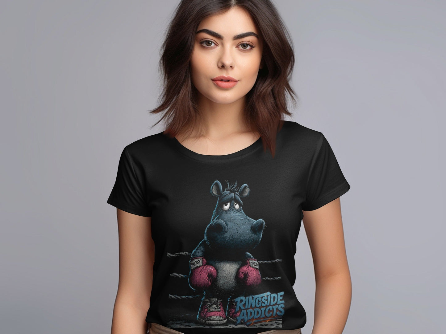 RMA APPAREL Hippo Boxer Unisex T-Shirt Sizes S to 5XL T-Shirt - Ringside Addicts White T-Shirt - RMA APPAREL - Roclla Media Apparel Store
