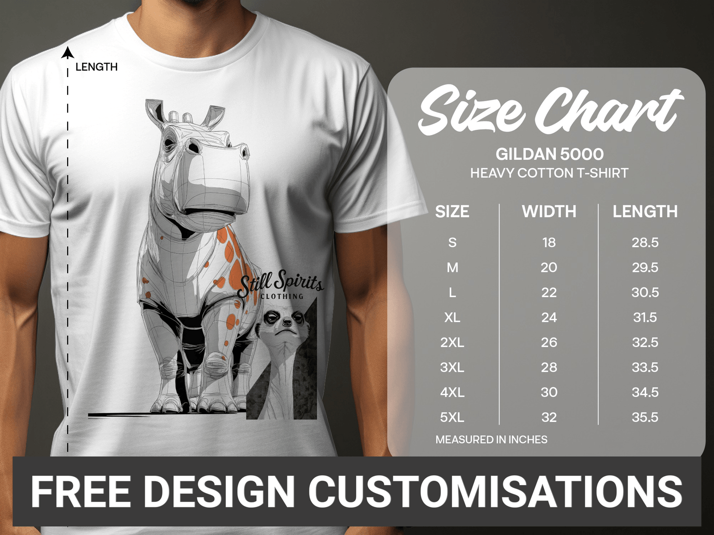 RMA APPAREL Hippo Meerkat Wildlife Art Mens Womens T-Shirt - Still Spirits White T-Shirt - RMA APPAREL - Roclla Media Apparel Store