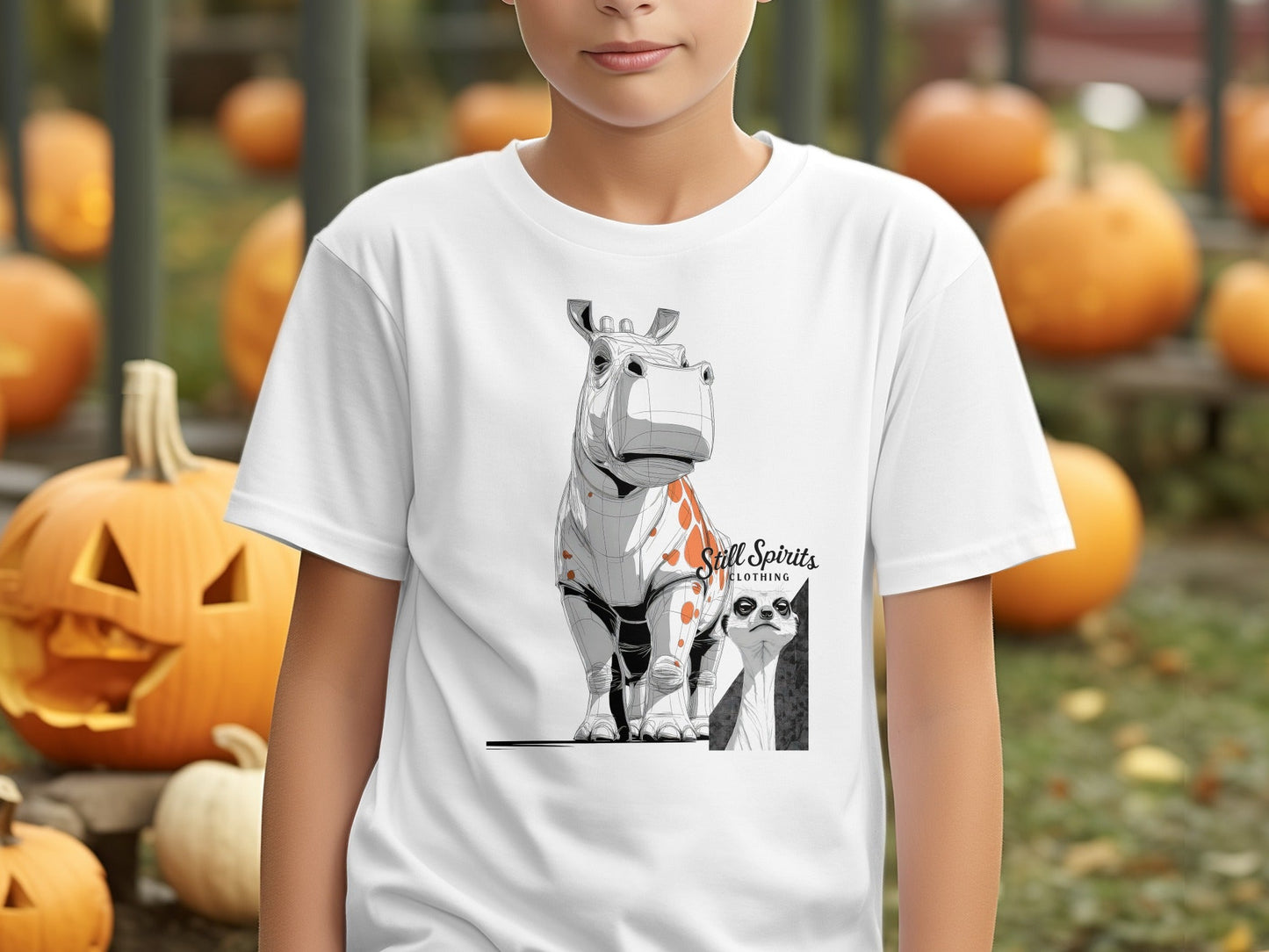 RMA APPAREL Hippo Meerkat Wildlife Art Mens Womens T-Shirt - Still Spirits White T-Shirt - RMA APPAREL - Roclla Media Apparel Store