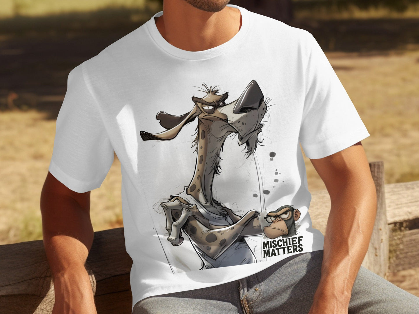RMA APPAREL Hyena T-Shirt S to 5XL, Cartoon Animal Tee, Unisex T-Shirt - Mischief Matters White T-shirt - RMA APPAREL - Roclla Media Apparel Store