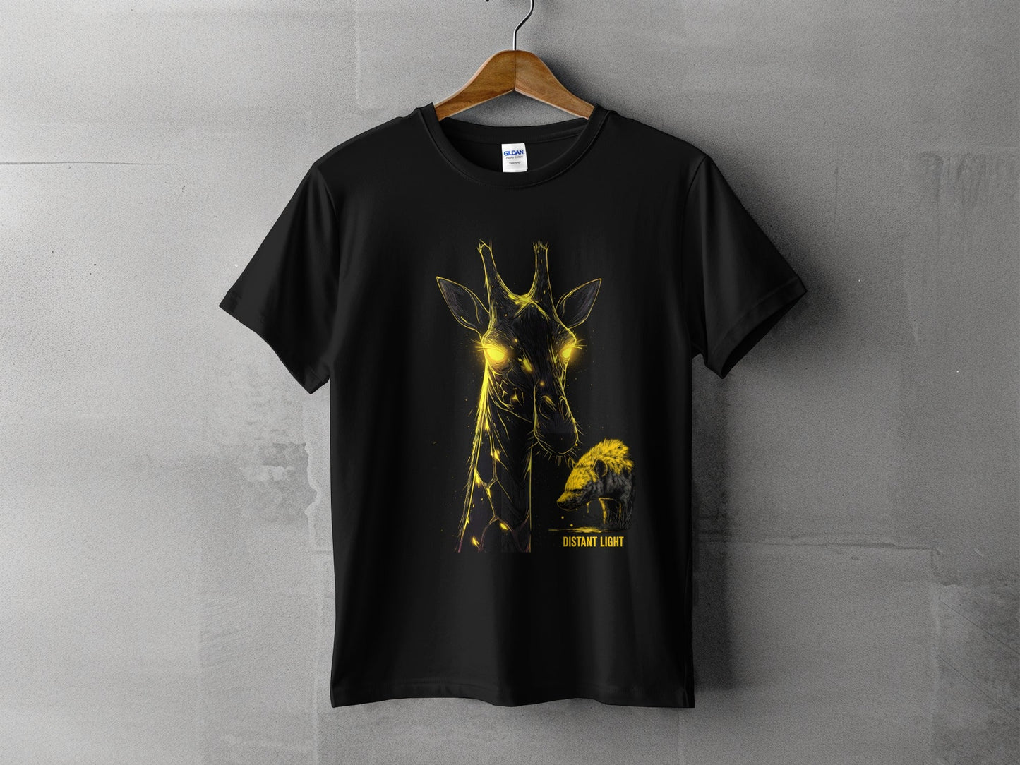 RMA APPAREL illustration of Giraffe Mammal Art Wildlife T-Shirt - Distant Light White T-Shirts - RMA APPAREL - Roclla Media Apparel Store