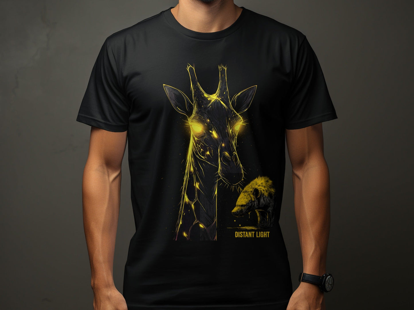 RMA APPAREL illustration of Giraffe Mammal Art Wildlife T-Shirt - Distant Light White T-Shirts - RMA APPAREL - Roclla Media Apparel Store