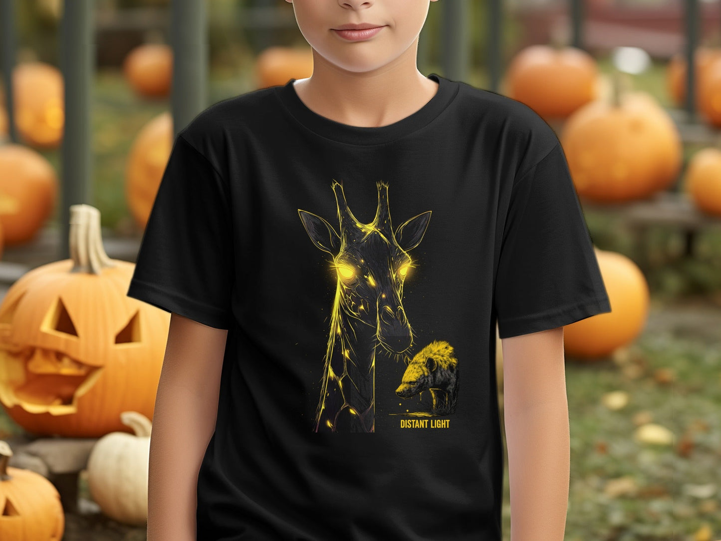 RMA APPAREL illustration of Giraffe Mammal Art Wildlife T-Shirt - Distant Light White T-Shirts - RMA APPAREL - Roclla Media Apparel Store