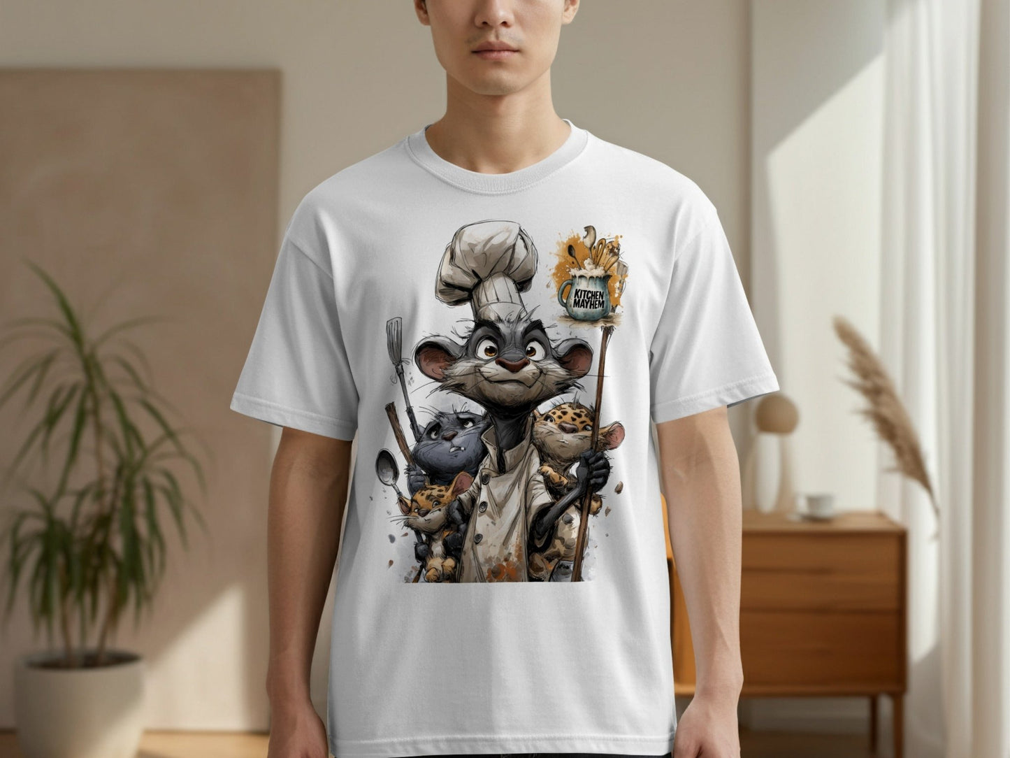 RMA APPAREL Kitchen Mayhem Cats Chef Unisex T-Shirt Sizes S to 5XL T-Shirt - Kitchen Mayhem White T-Shirt - RMA APPAREL - Roclla Media Apparel Store