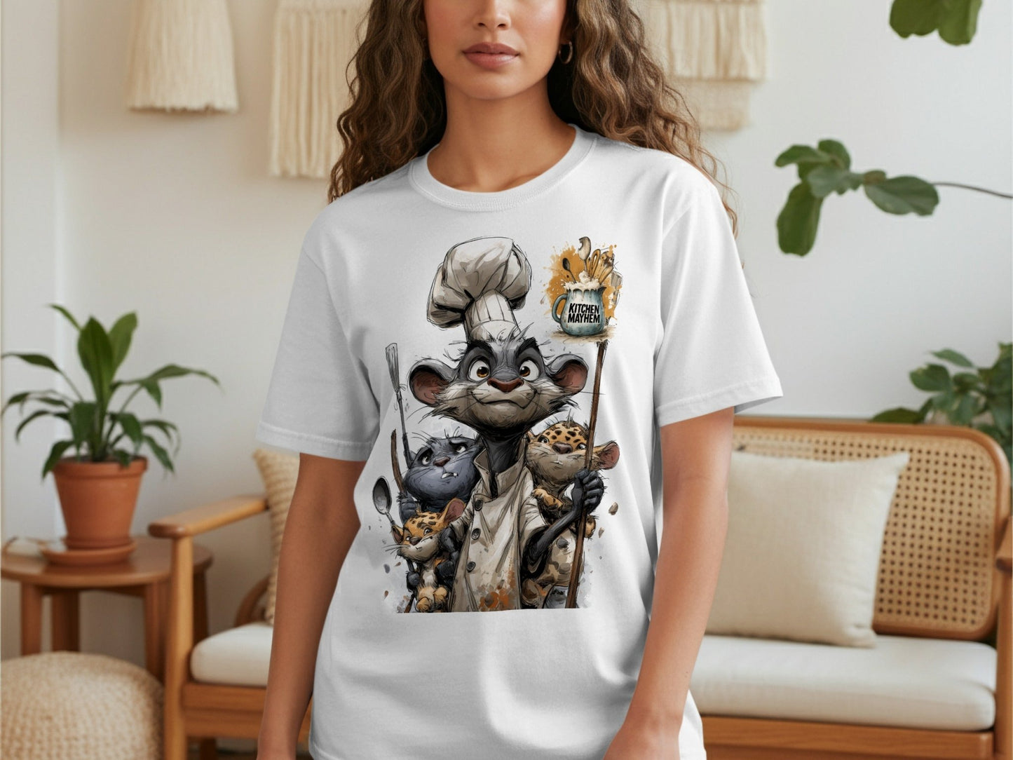 RMA APPAREL Kitchen Mayhem Cats Chef Unisex T-Shirt Sizes S to 5XL T-Shirt - Kitchen Mayhem White T-Shirt - RMA APPAREL - Roclla Media Apparel Store