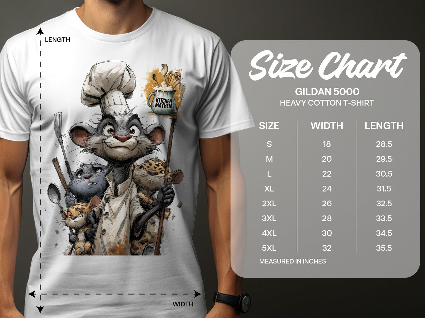 RMA APPAREL Kitchen Mayhem Cats Chef Unisex T-Shirt Sizes S to 5XL T-Shirt - Kitchen Mayhem White T-Shirt - RMA APPAREL - Roclla Media Apparel Store
