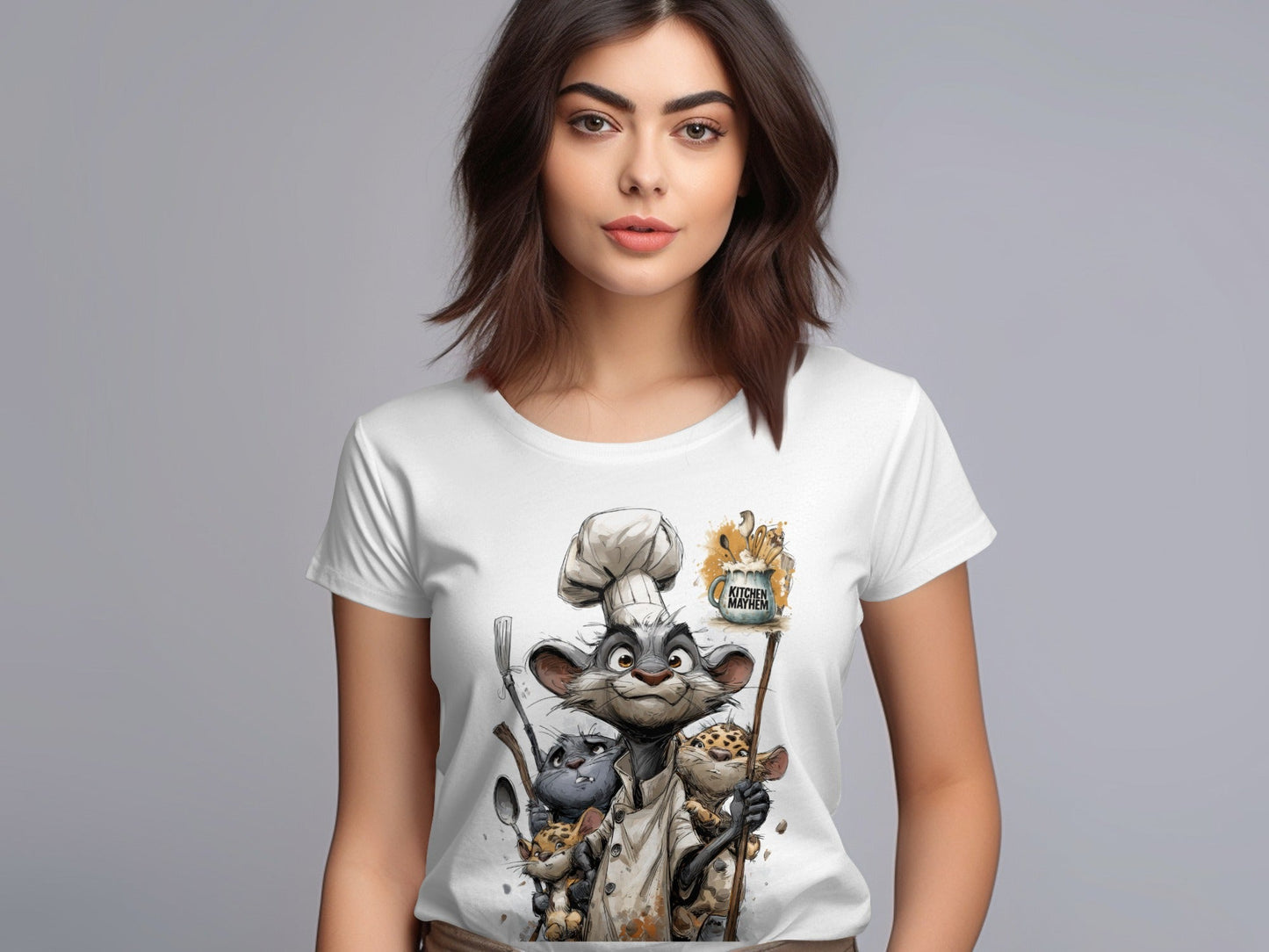 RMA APPAREL Kitchen Mayhem Cats Chef Unisex T-Shirt Sizes S to 5XL T-Shirt - Kitchen Mayhem White T-Shirt - RMA APPAREL - Roclla Media Apparel Store