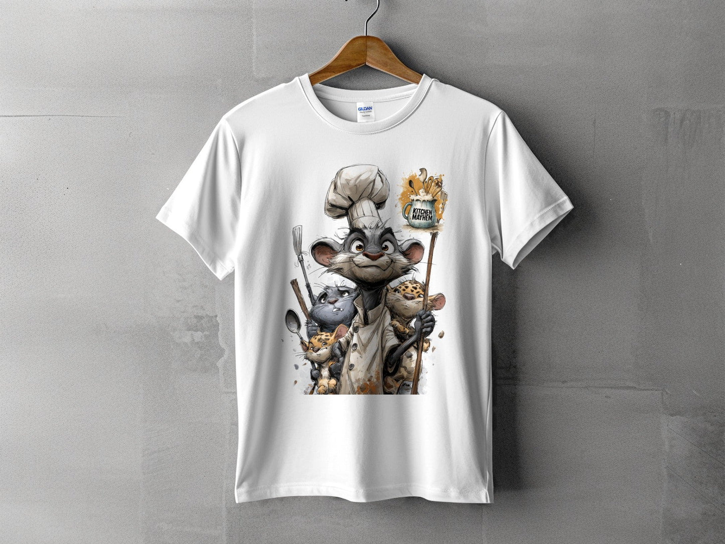 RMA APPAREL Kitchen Mayhem Cats Chef Unisex T-Shirt Sizes S to 5XL T-Shirt - Kitchen Mayhem White T-Shirt - RMA APPAREL - Roclla Media Apparel Store
