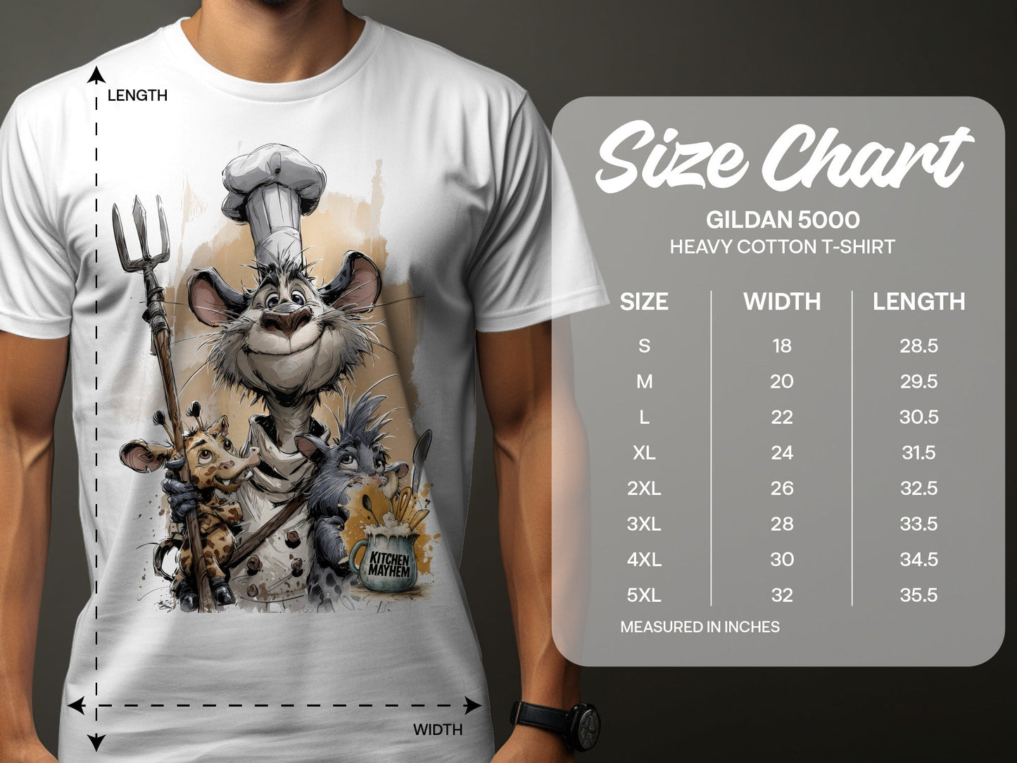 RMA APPAREL Kitchen Mayhem Chef Wildlife Unisex T-Shirt Sizes S - 5XL - Kitchen Mayhem White T-Shirt - RMA APPAREL - Roclla Media Apparel Store