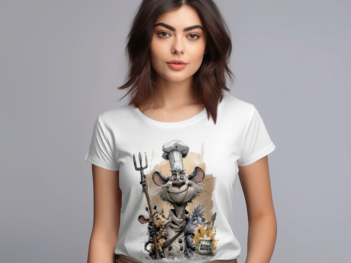 RMA APPAREL Kitchen Mayhem Chef Wildlife Unisex T-Shirt Sizes S - 5XL - Kitchen Mayhem White T-Shirt - RMA APPAREL - Roclla Media Apparel Store