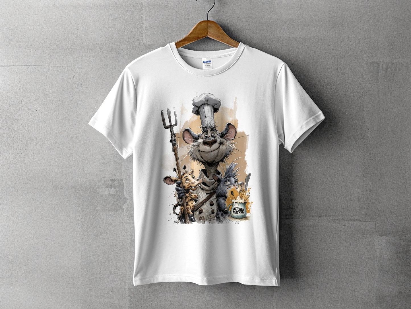 RMA APPAREL Kitchen Mayhem Chef Wildlife Unisex T-Shirt Sizes S - 5XL - Kitchen Mayhem White T-Shirt - RMA APPAREL - Roclla Media Apparel Store