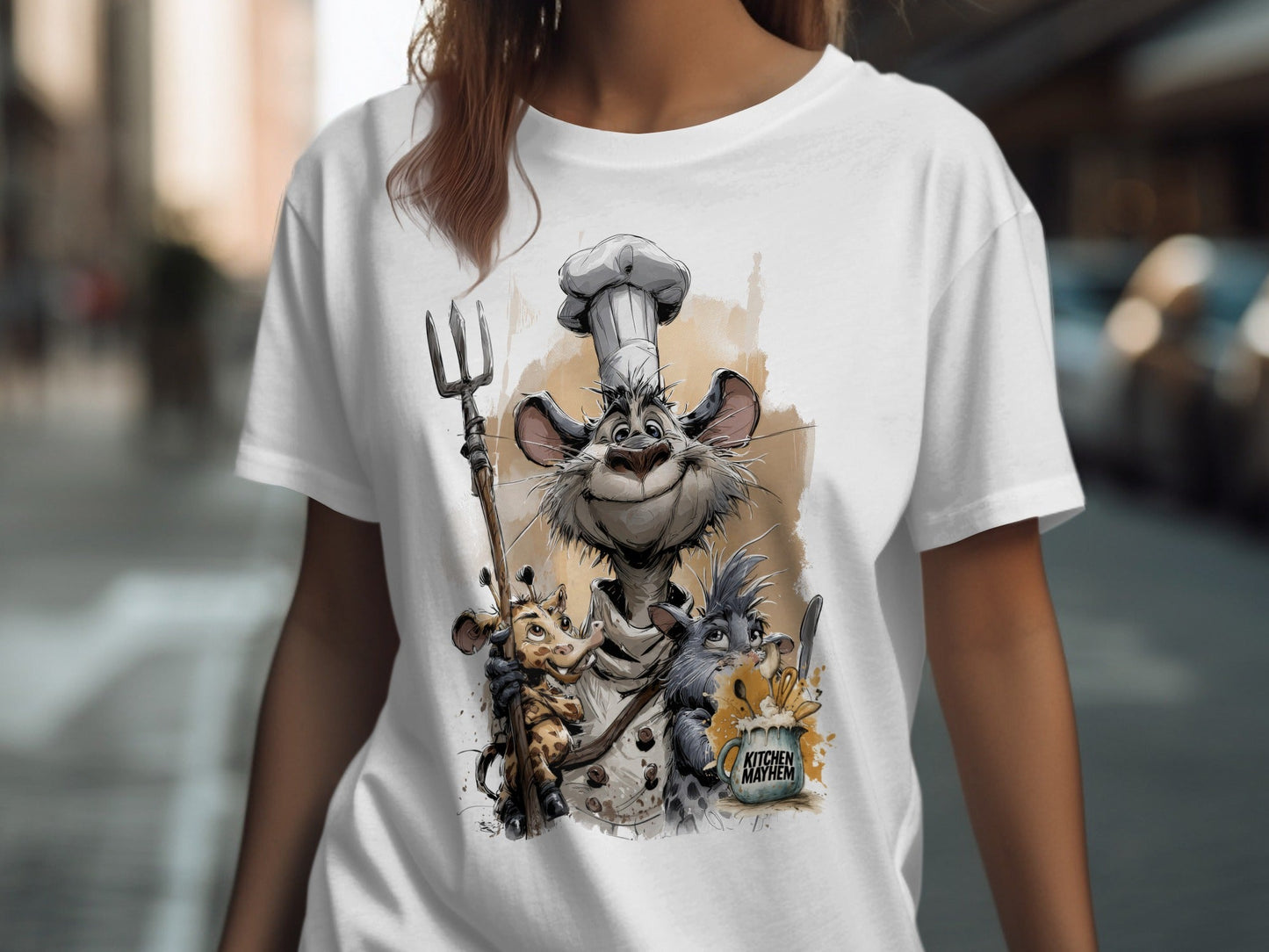 RMA APPAREL Kitchen Mayhem Chef Wildlife Unisex T-Shirt Sizes S - 5XL - Kitchen Mayhem White T-Shirt - RMA APPAREL - Roclla Media Apparel Store