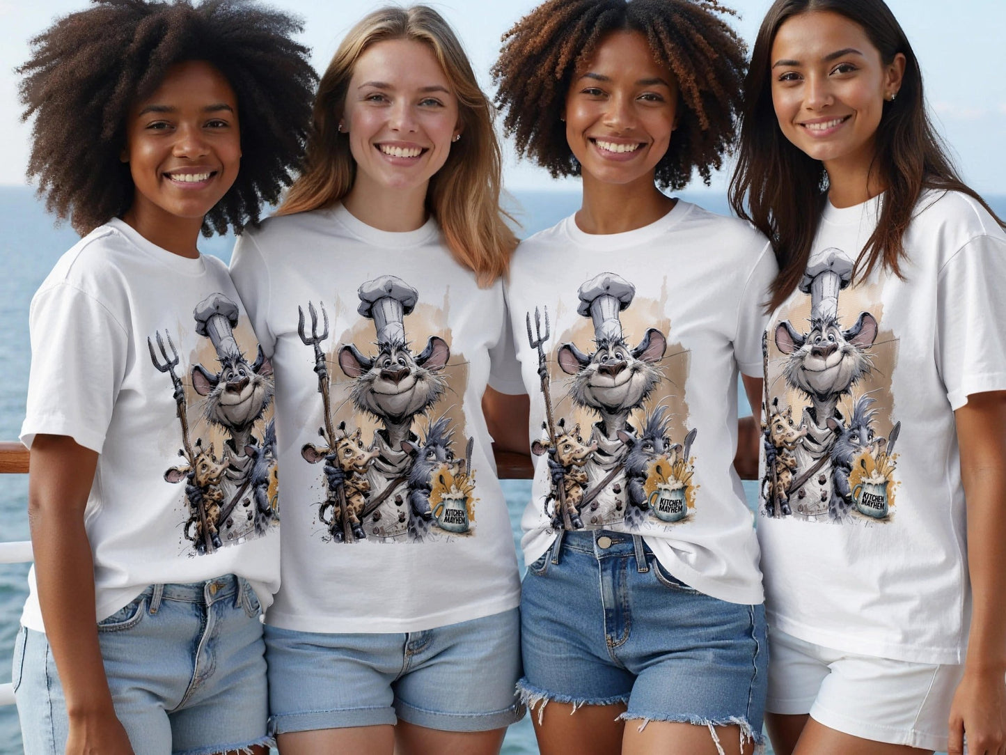 RMA APPAREL Kitchen Mayhem Chef Wildlife Unisex T-Shirt Sizes S - 5XL - Kitchen Mayhem White T-Shirt - RMA APPAREL - Roclla Media Apparel Store