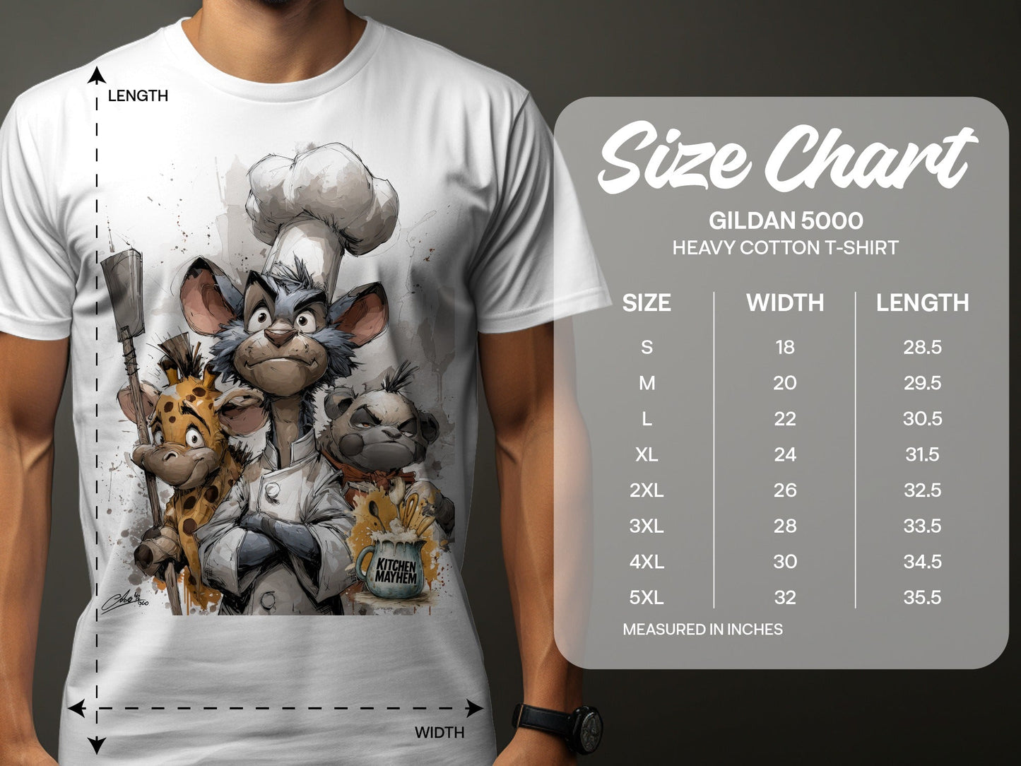 RMA APPAREL Kitchen Mayhem Crew Wildlife Animal T-Shirt S to 5XL - Kitchen Mayhem White T-Shirt - RMA APPAREL - Roclla Media Apparel Store