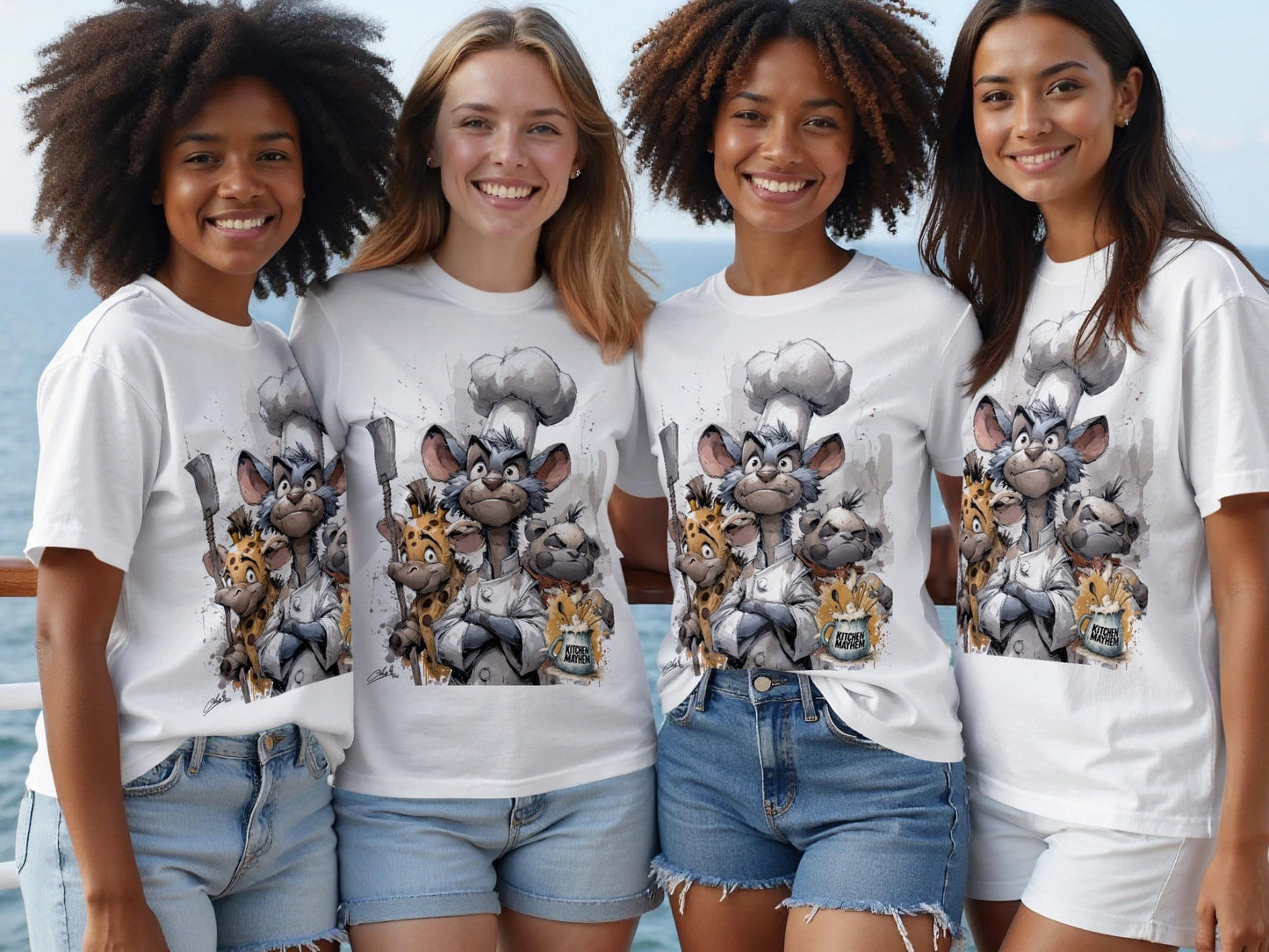 RMA APPAREL Kitchen Mayhem Crew Wildlife Animal T-Shirt S to 5XL - Kitchen Mayhem White T-Shirt - RMA APPAREL - Roclla Media Apparel Store