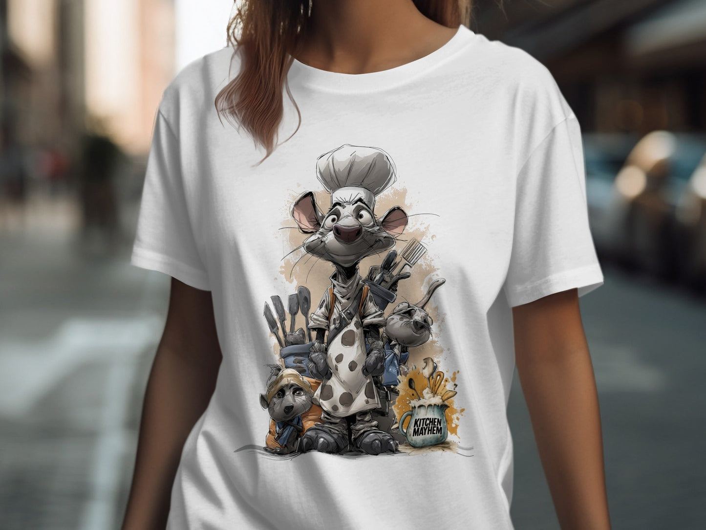 RMA APPAREL Kitchen Mayhem Rodent Chef Wildlife T-Shirt Sizes S - 5XL - Kitchen Mayhem White T-Shirt - RMA APPAREL - Roclla Media Apparel Store