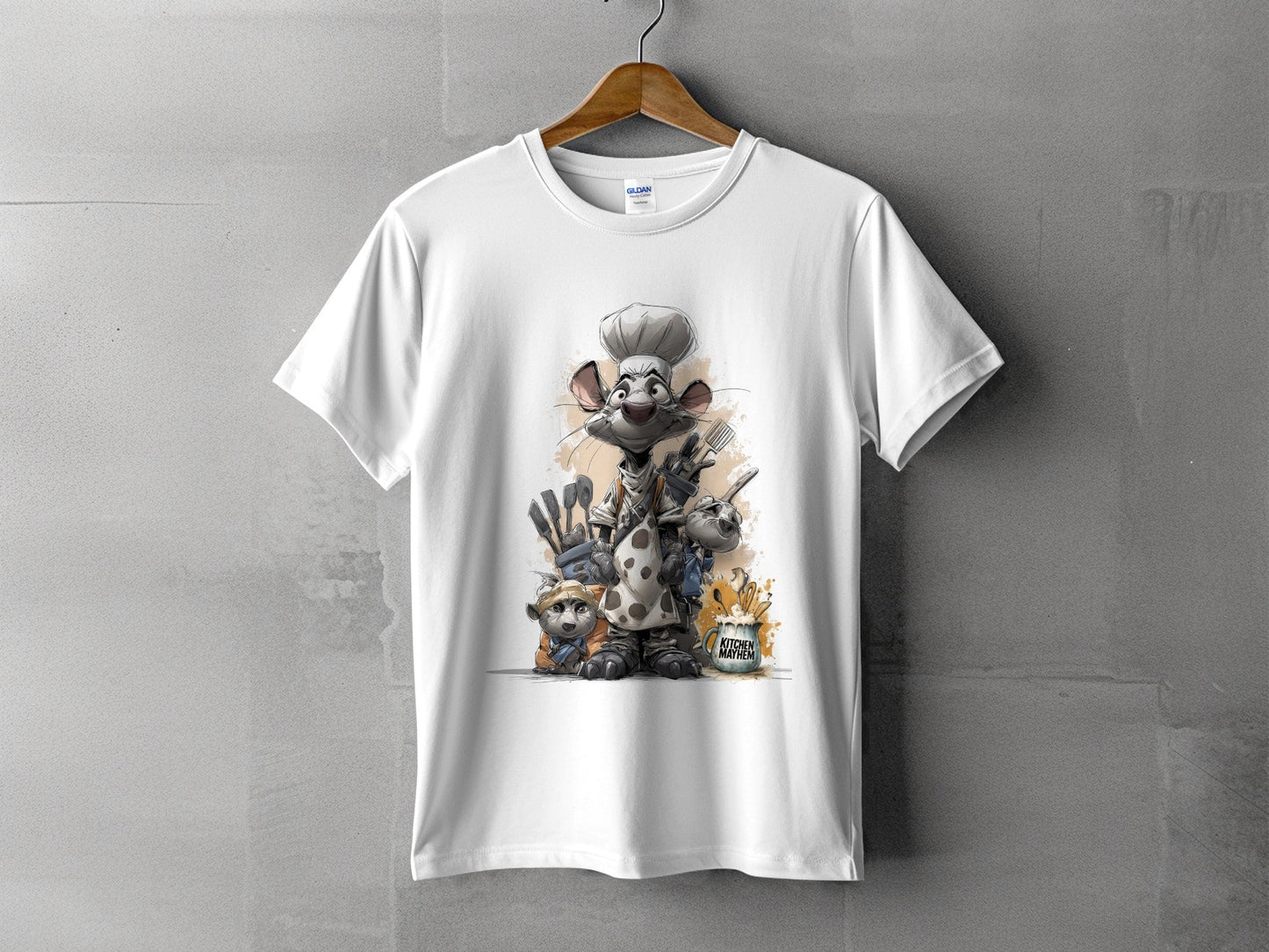 RMA APPAREL Kitchen Mayhem Rodent Chef Wildlife T-Shirt Sizes S - 5XL - Kitchen Mayhem White T-Shirt - RMA APPAREL - Roclla Media Apparel Store