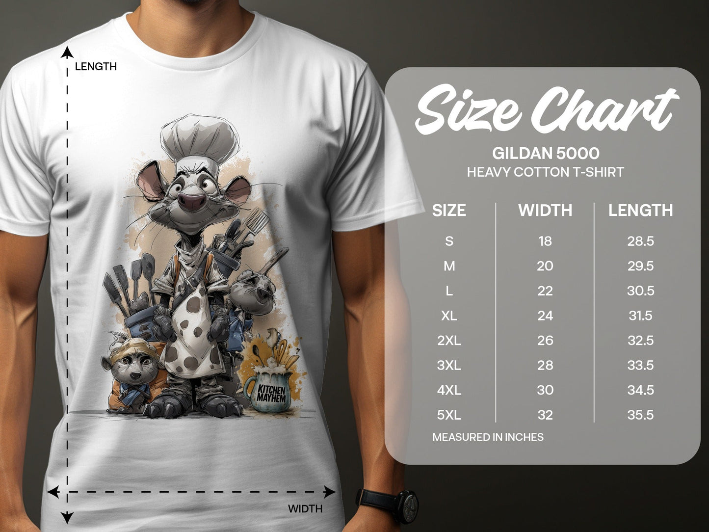 RMA APPAREL Kitchen Mayhem Rodent Chef Wildlife T-Shirt Sizes S - 5XL - Kitchen Mayhem White T-Shirt - RMA APPAREL - Roclla Media Apparel Store
