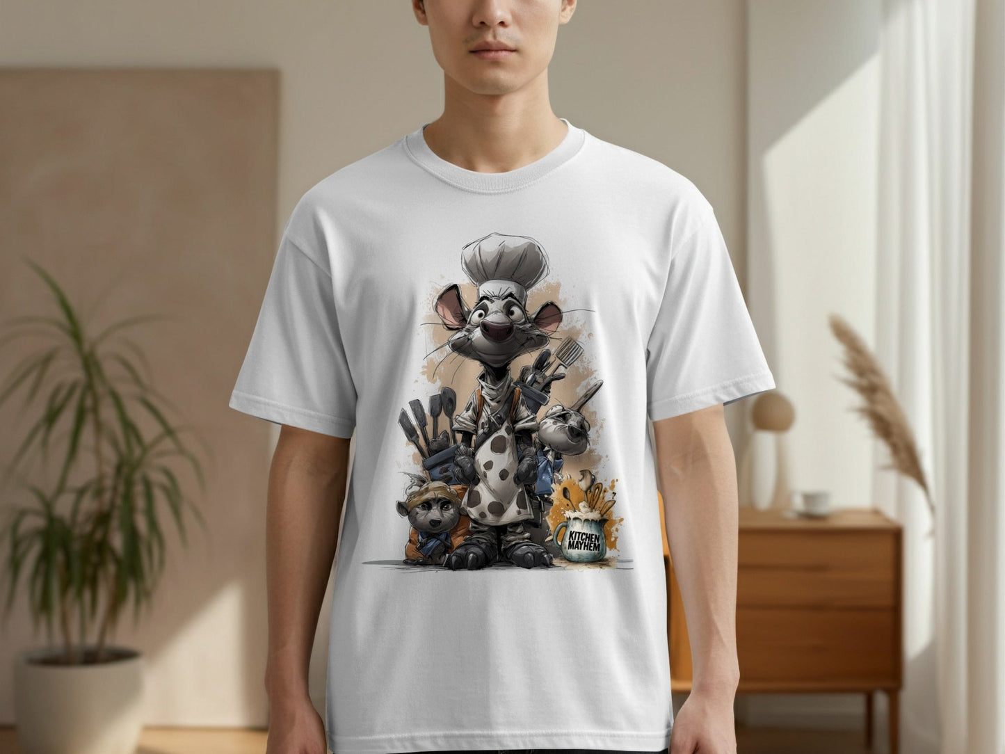 RMA APPAREL Kitchen Mayhem Rodent Chef Wildlife T-Shirt Sizes S - 5XL - Kitchen Mayhem White T-Shirt - RMA APPAREL - Roclla Media Apparel Store