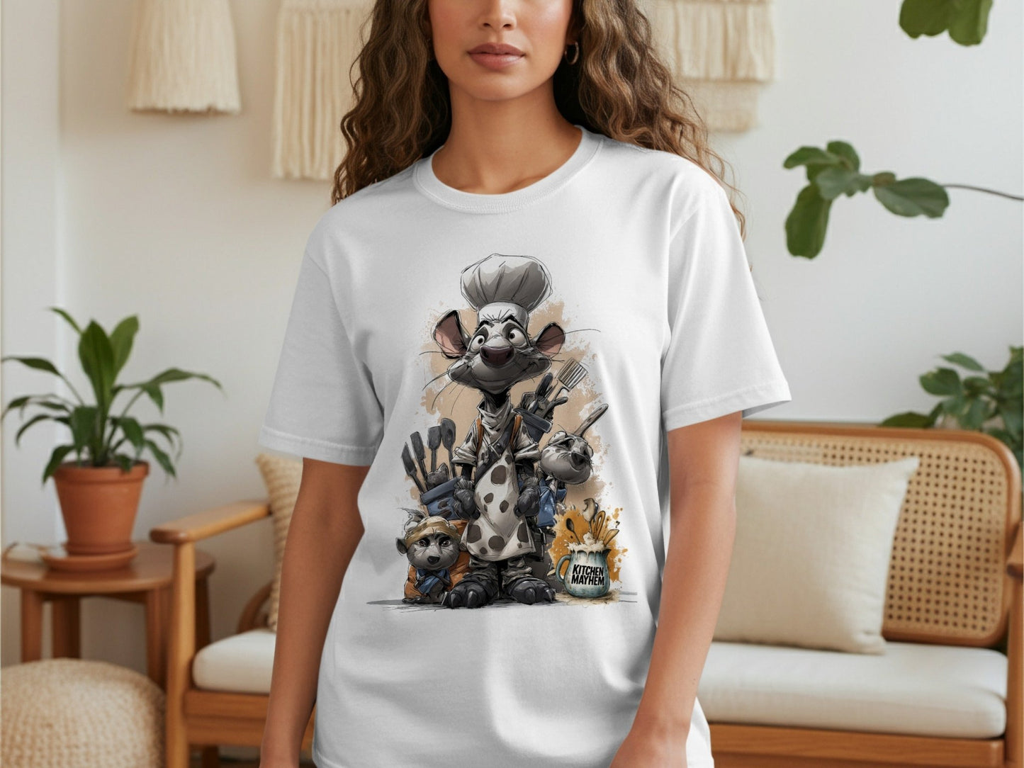 RMA APPAREL Kitchen Mayhem Rodent Chef Wildlife T-Shirt Sizes S - 5XL - Kitchen Mayhem White T-Shirt - RMA APPAREL - Roclla Media Apparel Store