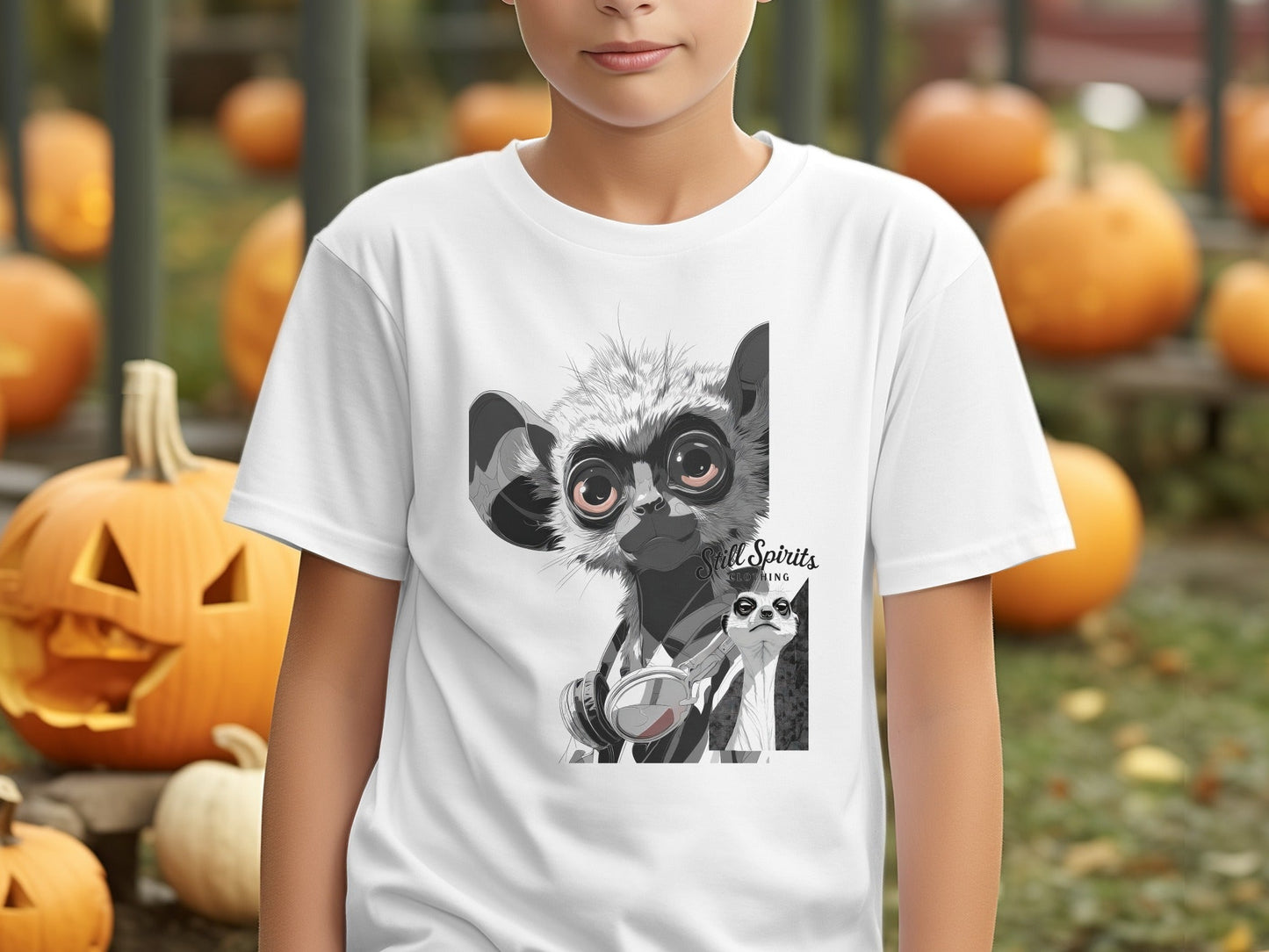 RMA APPAREL Lemur Meerkat Vibes Graphic Unisex T-Shirt - Still Spirits White T-Shirt - RMA APPAREL - Roclla Media Apparel Store