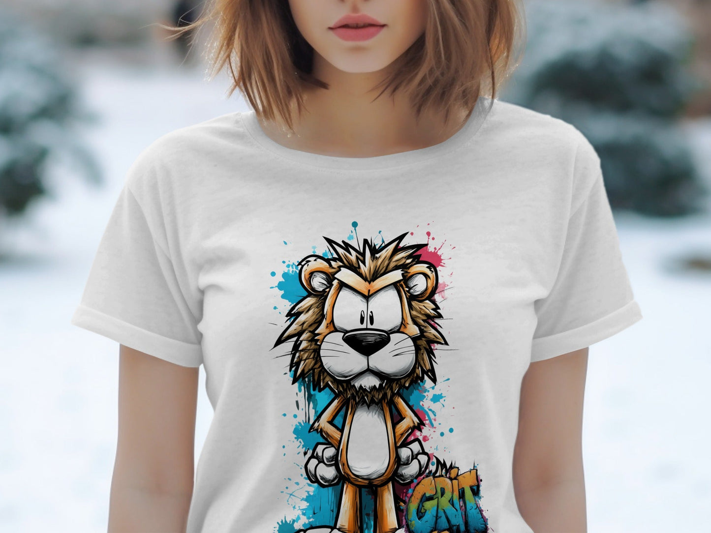 RMA APPAREL Lion Character Unisex T-Shirt Sizes S to 5XL - Grit & Growl White T-Shirts - RMA APPAREL - Roclla Media Apparel Store