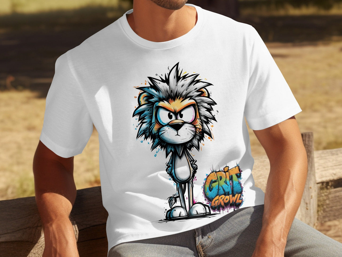 RMA APPAREL Lion Colourful Design Unisex T-Shirt Sizes S to 5XL - Grit & Growl White T-Shirts - RMA APPAREL - Roclla Media Apparel Store