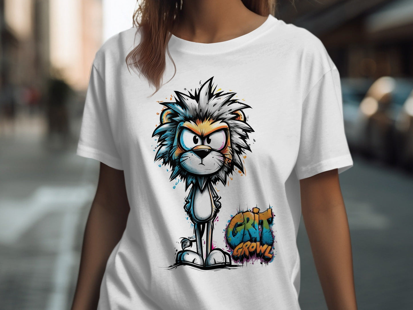 RMA APPAREL Lion Colourful Design Unisex T-Shirt Sizes S to 5XL - Grit & Growl White T-Shirts - RMA APPAREL - Roclla Media Apparel Store