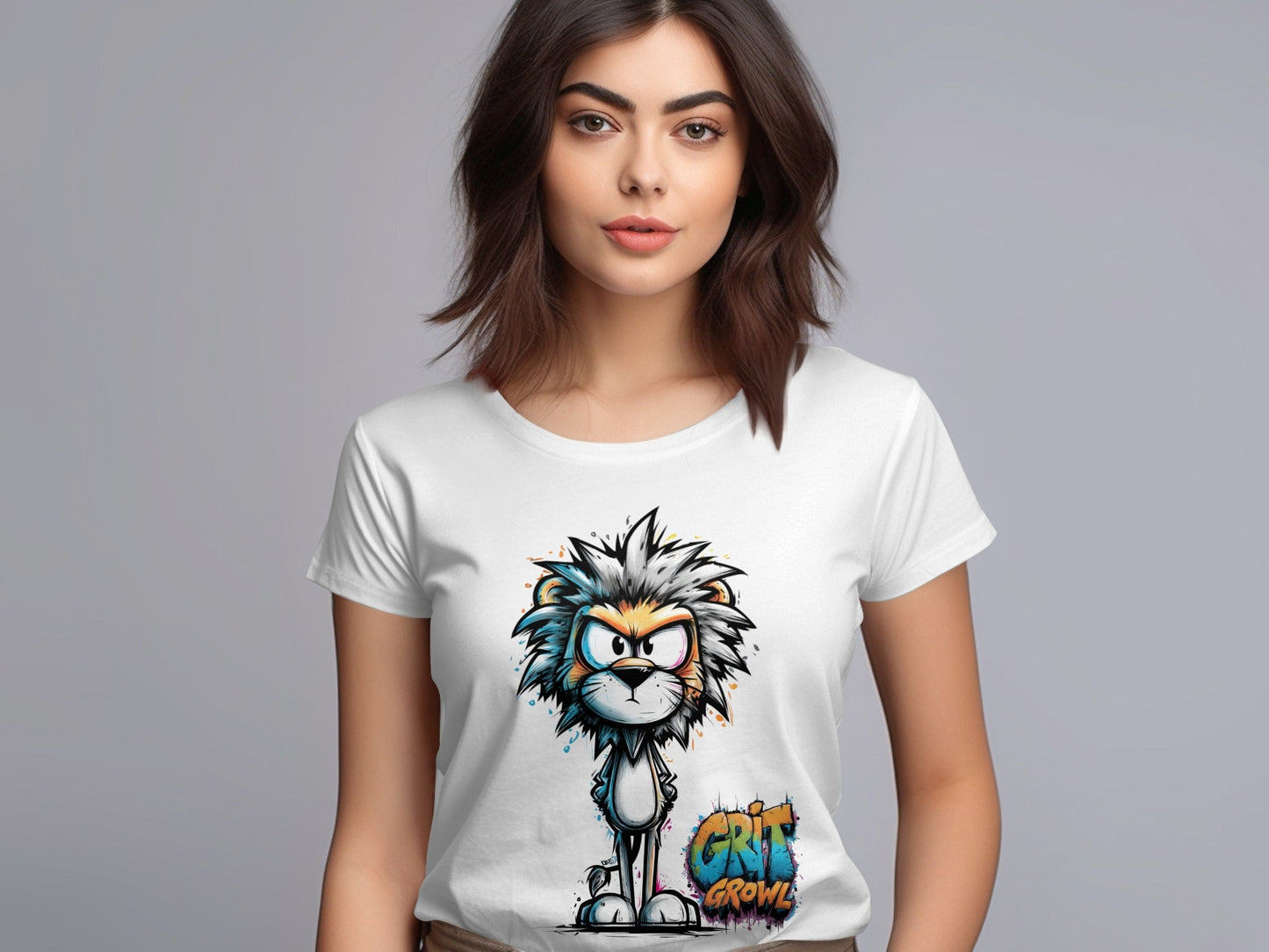 RMA APPAREL Lion Colourful Design Unisex T-Shirt Sizes S to 5XL - Grit & Growl White T-Shirts - RMA APPAREL - Roclla Media Apparel Store