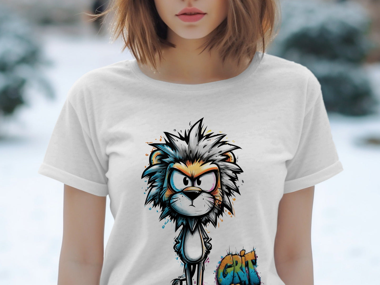 RMA APPAREL Lion Colourful Design Unisex T-Shirt Sizes S to 5XL - Grit & Growl White T-Shirts - RMA APPAREL - Roclla Media Apparel Store