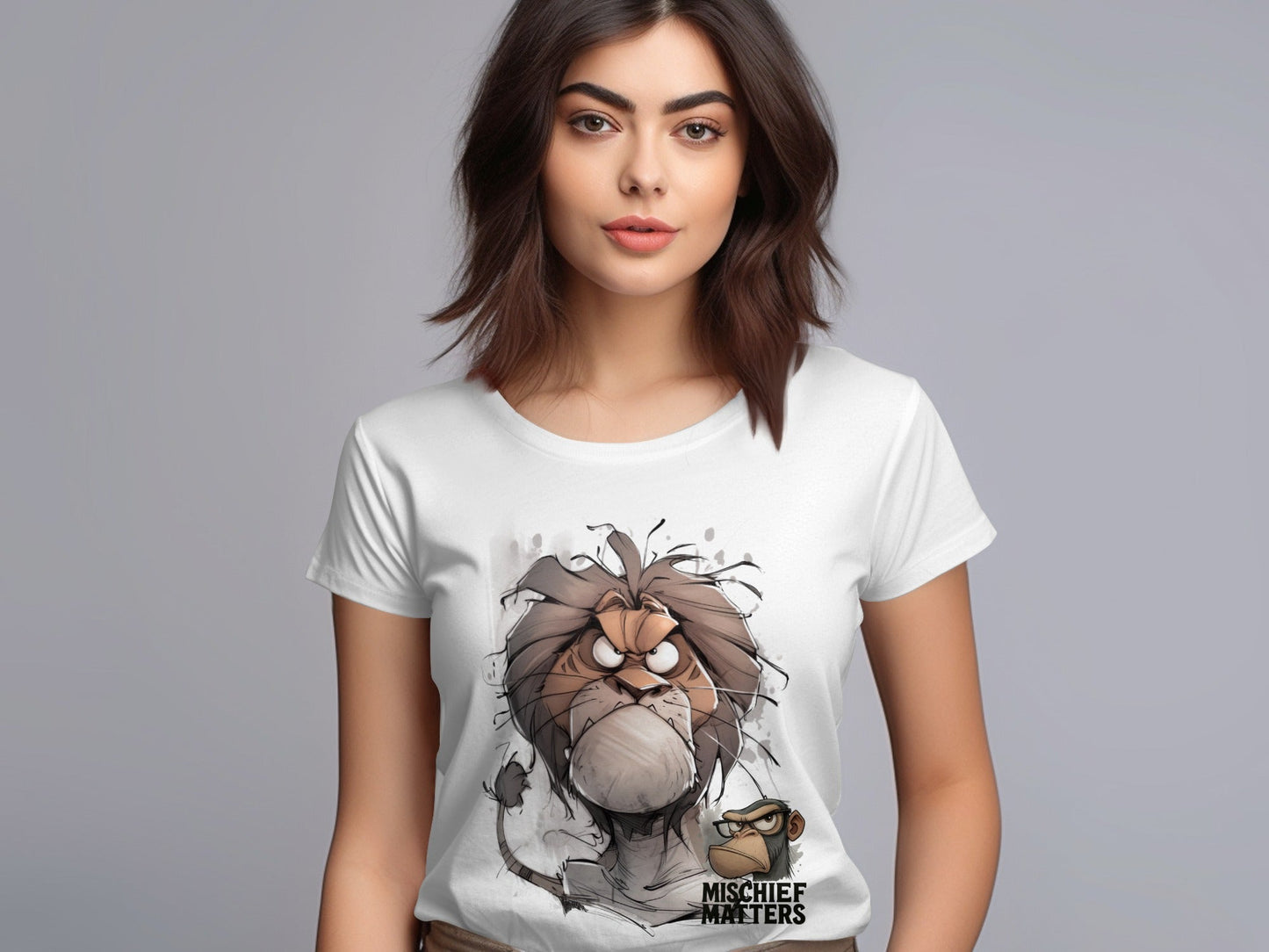 RMA APPAREL Lion T-Shirt, Mischief Matters, Animal Shirt, S - 5XL - Mischief Matters White T-shirt - RMA APPAREL - Roclla Media Apparel Store