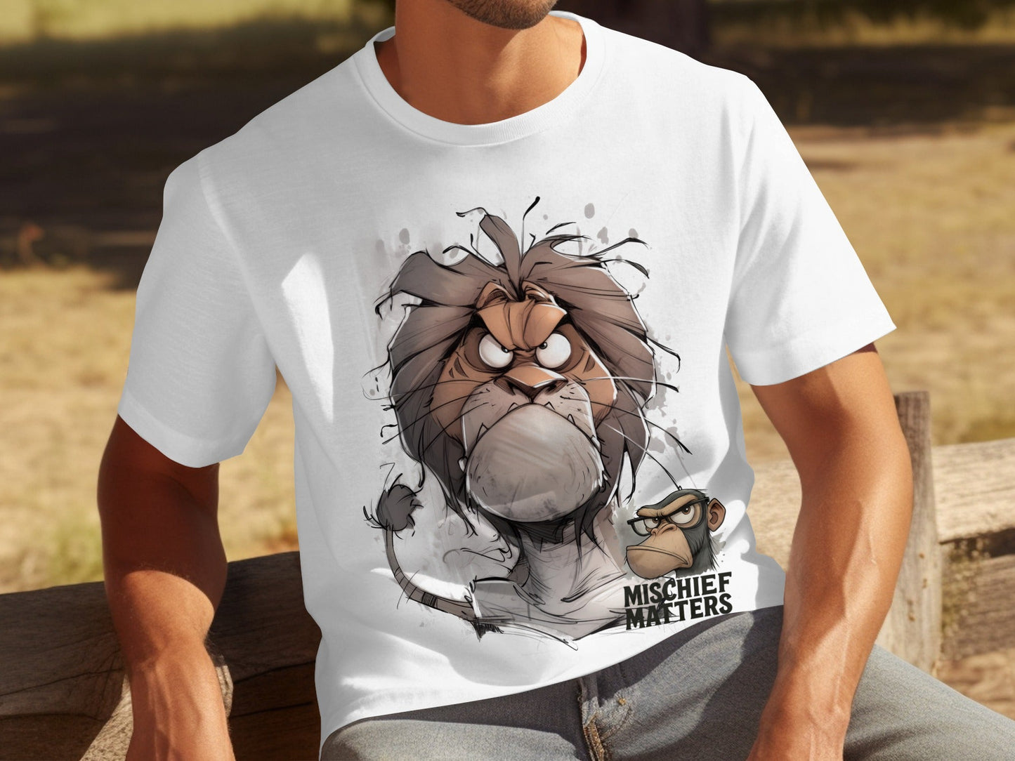 RMA APPAREL Lion T-Shirt, Mischief Matters, Animal Shirt, S - 5XL - Mischief Matters White T-shirt - RMA APPAREL - Roclla Media Apparel Store