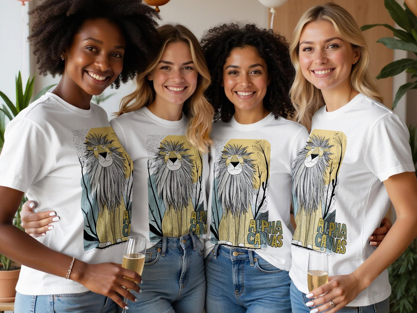 RMA APPAREL Lion Wildlife Animal Illustration Unisex T-Shirt - DFTW - White T-Shirt - RMA APPAREL - Roclla Media Apparel Store