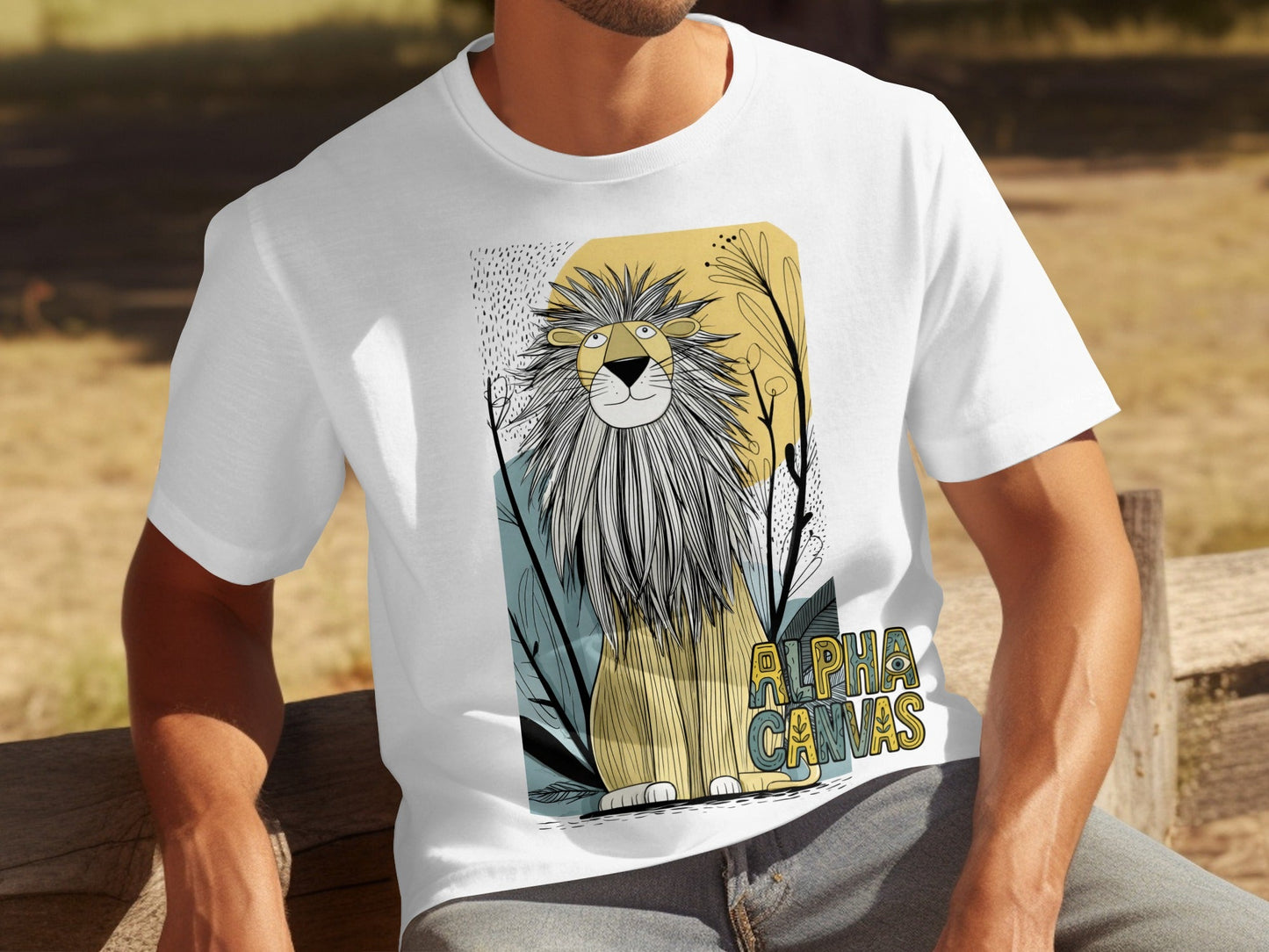 RMA APPAREL Lion Wildlife Animal Illustration Unisex T-Shirt - DFTW - White T-Shirt - RMA APPAREL - Roclla Media Apparel Store