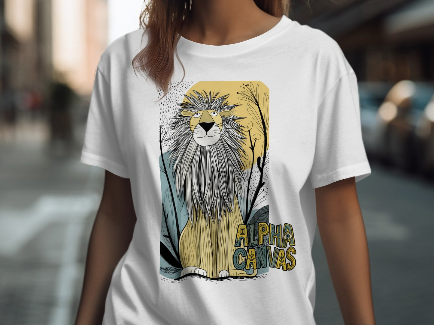 RMA APPAREL Lion Wildlife Animal Illustration Unisex T-Shirt - DFTW - White T-Shirt - RMA APPAREL - Roclla Media Apparel Store