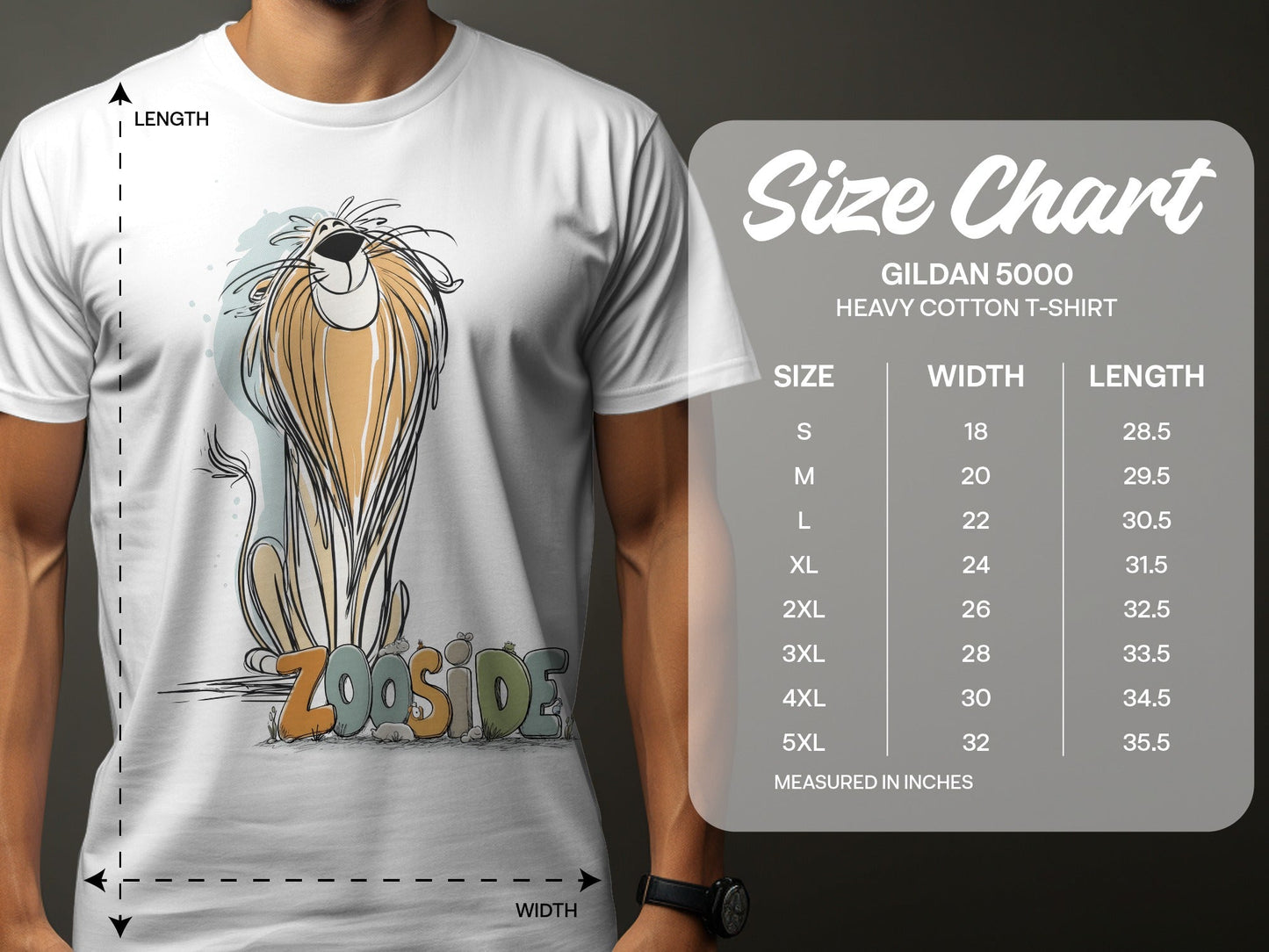 RMA APPAREL Lion Zooside Unisex Sizes S to 5XL Animal T-Shirt - Zooside White T-Shirts - RMA APPAREL - Roclla Media Apparel Store