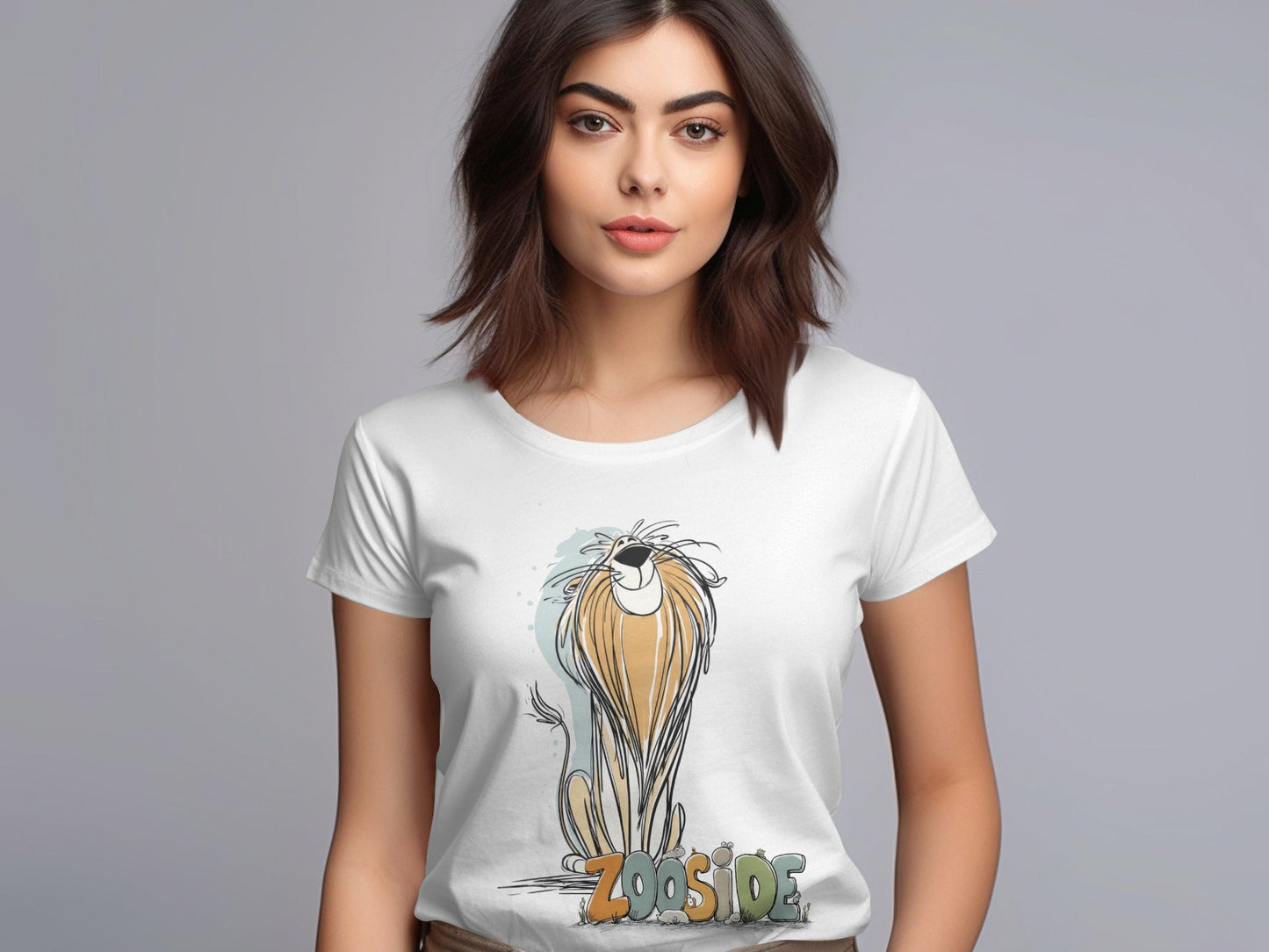 RMA APPAREL Lion Zooside Unisex Sizes S to 5XL Animal T-Shirt - Zooside White T-Shirts - RMA APPAREL - Roclla Media Apparel Store