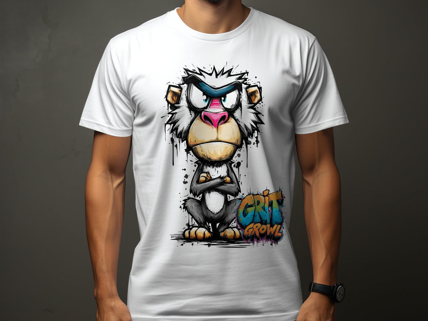 RMA APPAREL Mandrill Colourful Unisex T-Shirt Sizes S to 5XL - Grit & Growl White T-Shirts - RMA APPAREL - Roclla Media Apparel Store