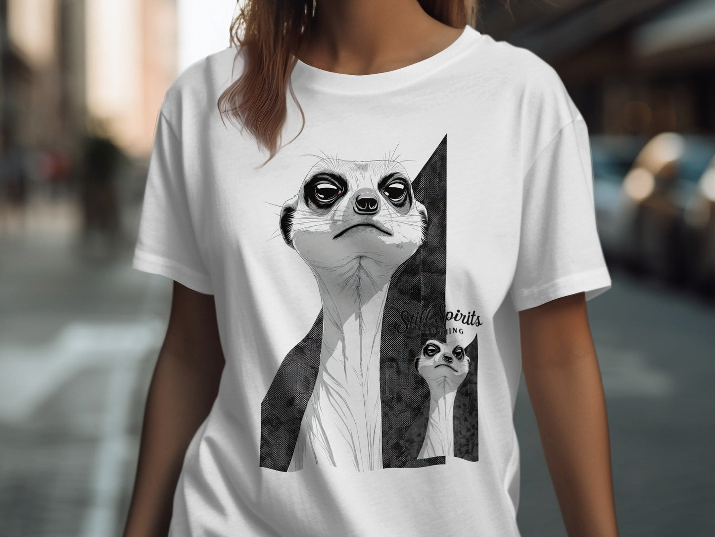 RMA APPAREL Meerkat Sketch Graphic Mens Womens T-Shirt - Still Spirits White T-Shirt - RMA APPAREL - Roclla Media Apparel Store