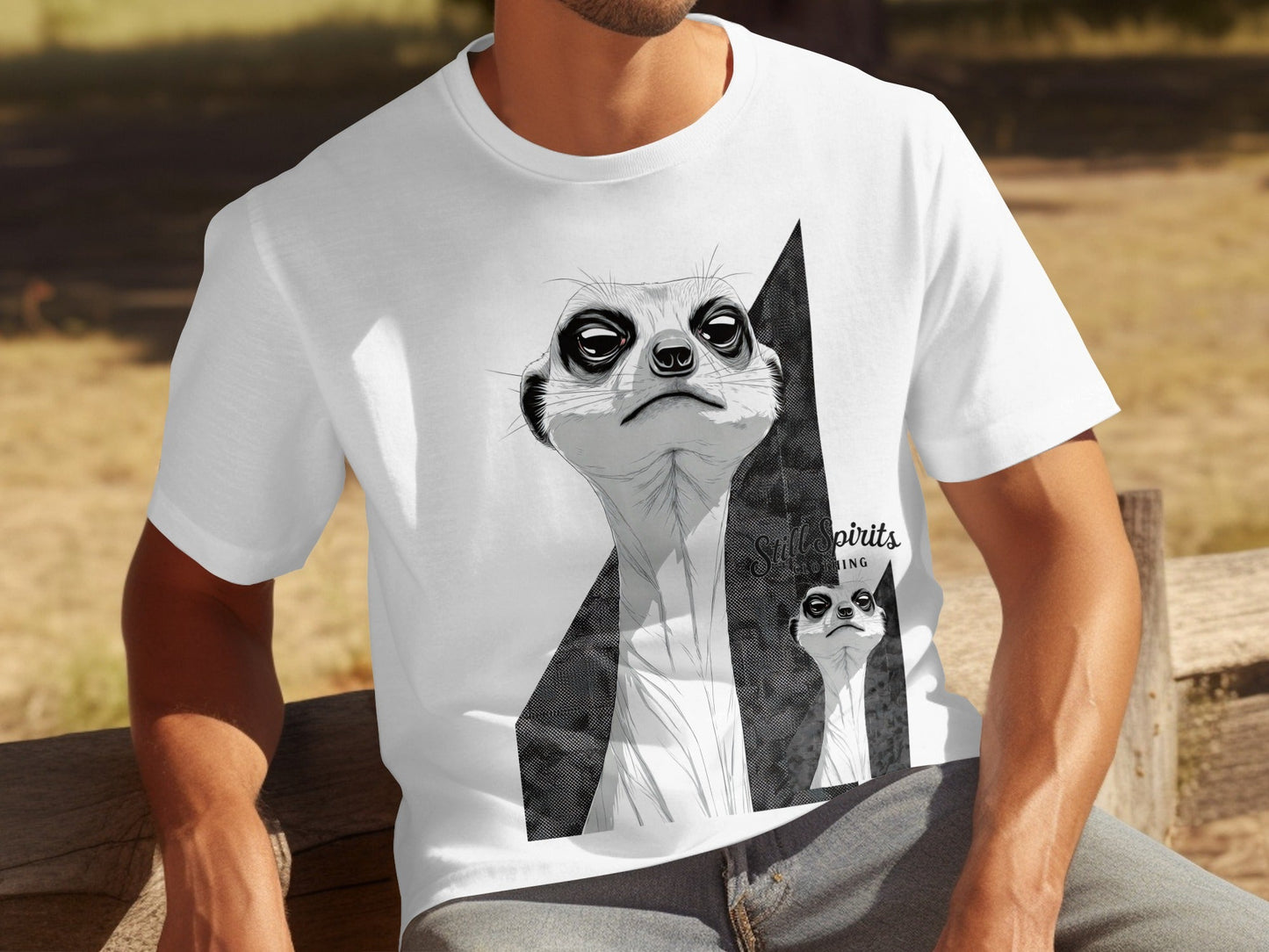 RMA APPAREL Meerkat Sketch Graphic Mens Womens T-Shirt - Still Spirits White T-Shirt - RMA APPAREL - Roclla Media Apparel Store